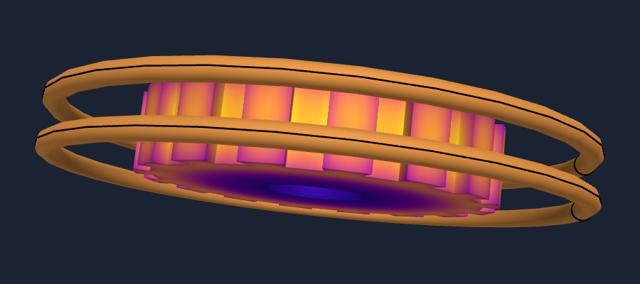 Induction-heated gear with coil