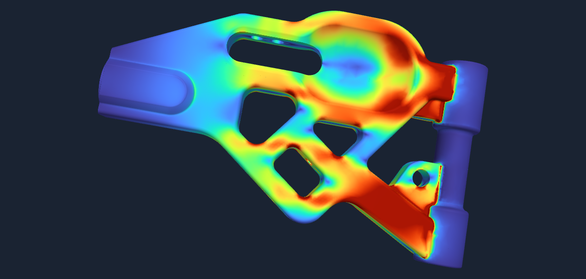 Suspension control arm under bump load, von Mises stress