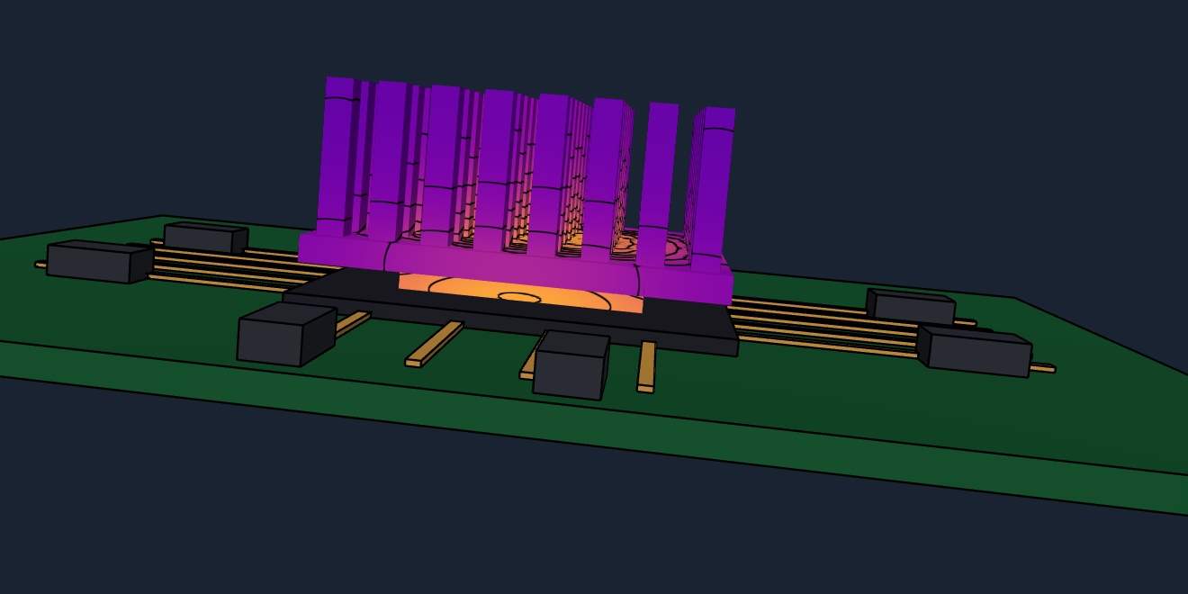 Chip package with pin-fin heat sink, temperature field